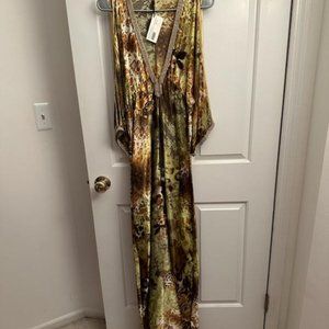Stunning NWT Baccio Couture Long Silk Gown w/ Swarovski Crystals Orig. $1600